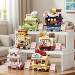 可爱微缩街景小摊车积木生日礼物女孩子桌面摆件益智拼装玩具奖品